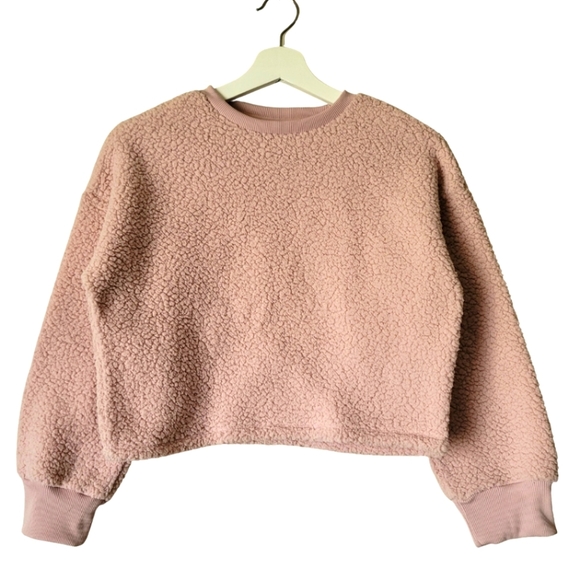 Old Navy Sherpa Cropped Fleece Pulover Sweater For Girls Size 10-12 - Picture 1 of 9